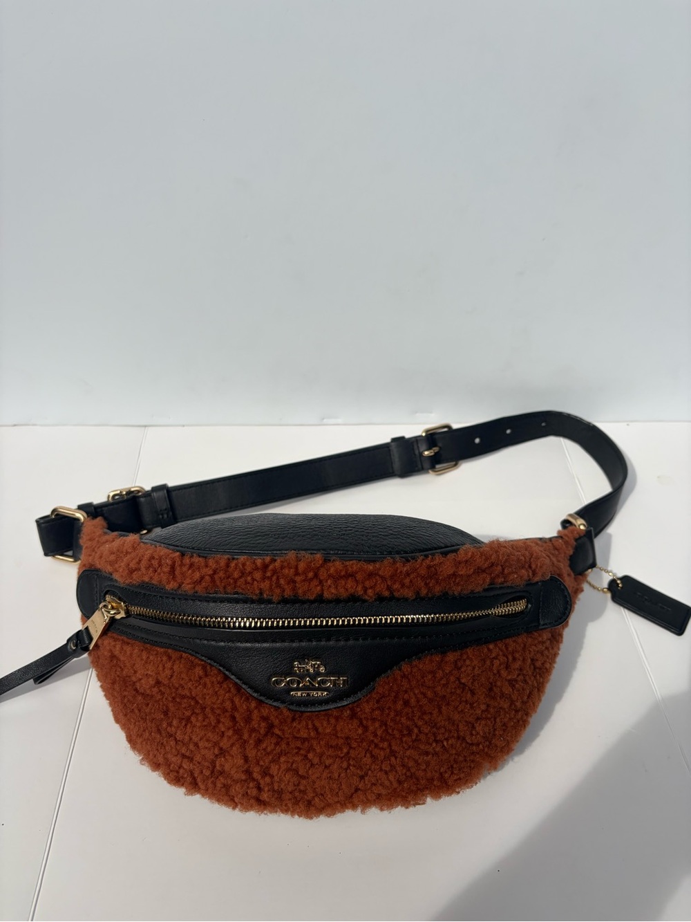 Coach Shearling and Pebbled Leather Belt Bag / Fanny Pack (Style F76662) NWOT